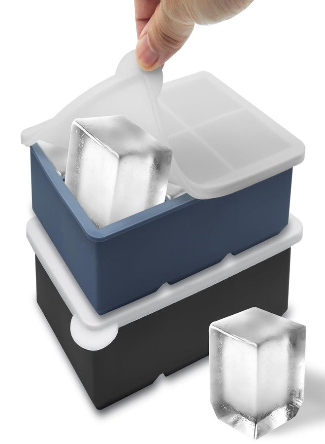 FOSOE 2 Pack Large Square Ice Cube Tray - Silicone Big Ice Molds Perfect for Whiskey Bourbon Cocktails - Image 2